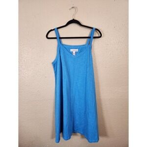 Nouveau Monde Blue Cotton Casual Dress Sleeveless V Neck Summer Size L‎